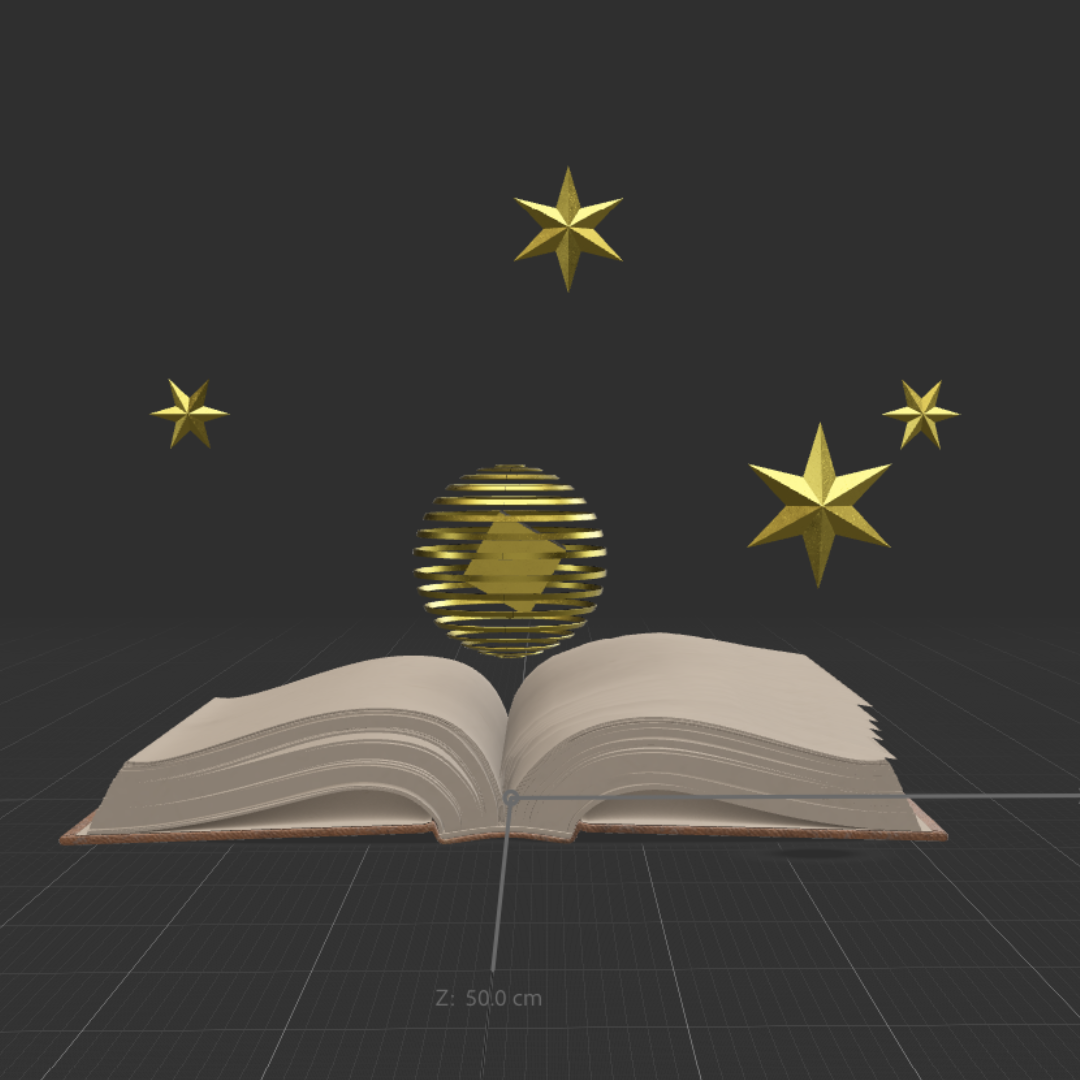 Here is the front view with all the parts I added to make it look like a magical book.